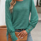 Decorative Button Round Neck Long Sleeve T-Shirt