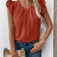 Ruched Round Neck Cap Sleeve Blouse