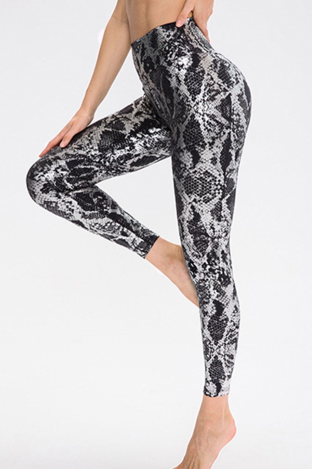 Snakeskin Slim Fit Wide Waistband Long Leggings