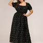 Plus Size Polka Dot Square Neck Dress