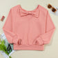 Bow Round Neck Long Sleeve Sweatshirt