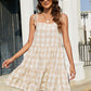 Plaid Tie-Shoulder Sleeveless Tiered Dress