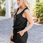 Scoop Neck Wide Strap Romper with Pockets