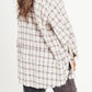 Exposed Seam Plaid Collared Neck Long Sleeve Shirt