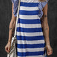 Ruffled Striped Round Neck Cap Sleeve Mini Dress