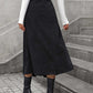 Decorative Button Ruched Midi Skirt