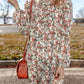 Floral Round Neck Long Sleeve Dress