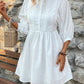 Lace Detail Half Button Three-Quarter Sleeve Dress