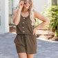 Scoop Neck Wide Strap Romper with Pockets