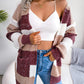 Striped Rib-Knit Open Front Longline Cardigan