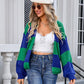 Striped Open Front Dropped Shoulder Cardigan