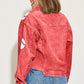 Baseball Sequin Dropped Shoulder Raw Hem Jacket