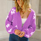 Floral Open Front Fuzzy Cardigan