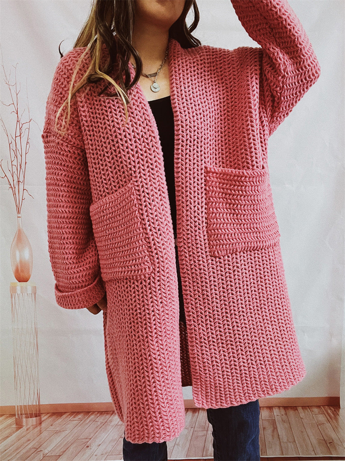 Open Front Cardigan with Pockets