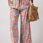 Drawstring Printed Wide Leg Pants