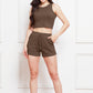 Round Neck Tank and Drawstring Shorts Set