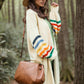 Striped Open Front Long Sleeve Cardigan