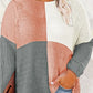 Plus Size Color Block Round Neck Sweater