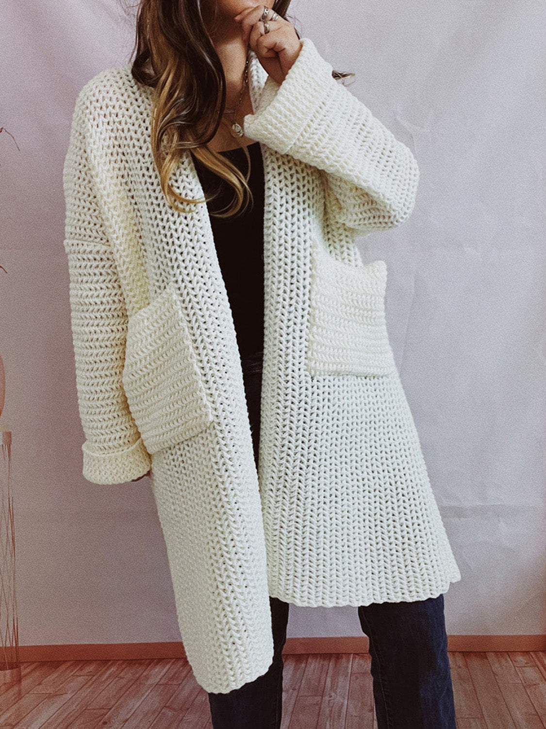 Open Front Cardigan with Pockets