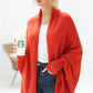 Dolman Sleeve Open Front Ribbed Trim Longline Cardigan