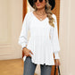 V-Neck Lantern Sleeve Blouse