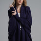 Dolman Sleeve Open Front Ribbed Trim Longline Cardigan