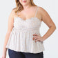 Zenobia Plus Size Frill Smocked Floral Sweetheart Neck Cami