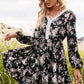 Floral Lace Trim Long Sleeve Dress