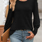 Decorative Button Round Neck Long Sleeve T-Shirt