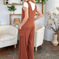 Double Take Full Size Sleeveless Wide Leg Jumpsuit with Pockets