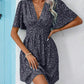 Printed V-Neck Half Sleeve Mini Dress