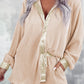 Button Up Long Sleeve Top and Shorts Set