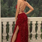 Sequin Backless Split Maxi Dress