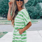 Striped Round Neck Top & Shorts Set