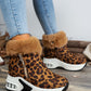 Side Zipper Leopard Platform Boots