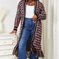 Full Size Multicolored Open Front Fringe Hem Cardigan