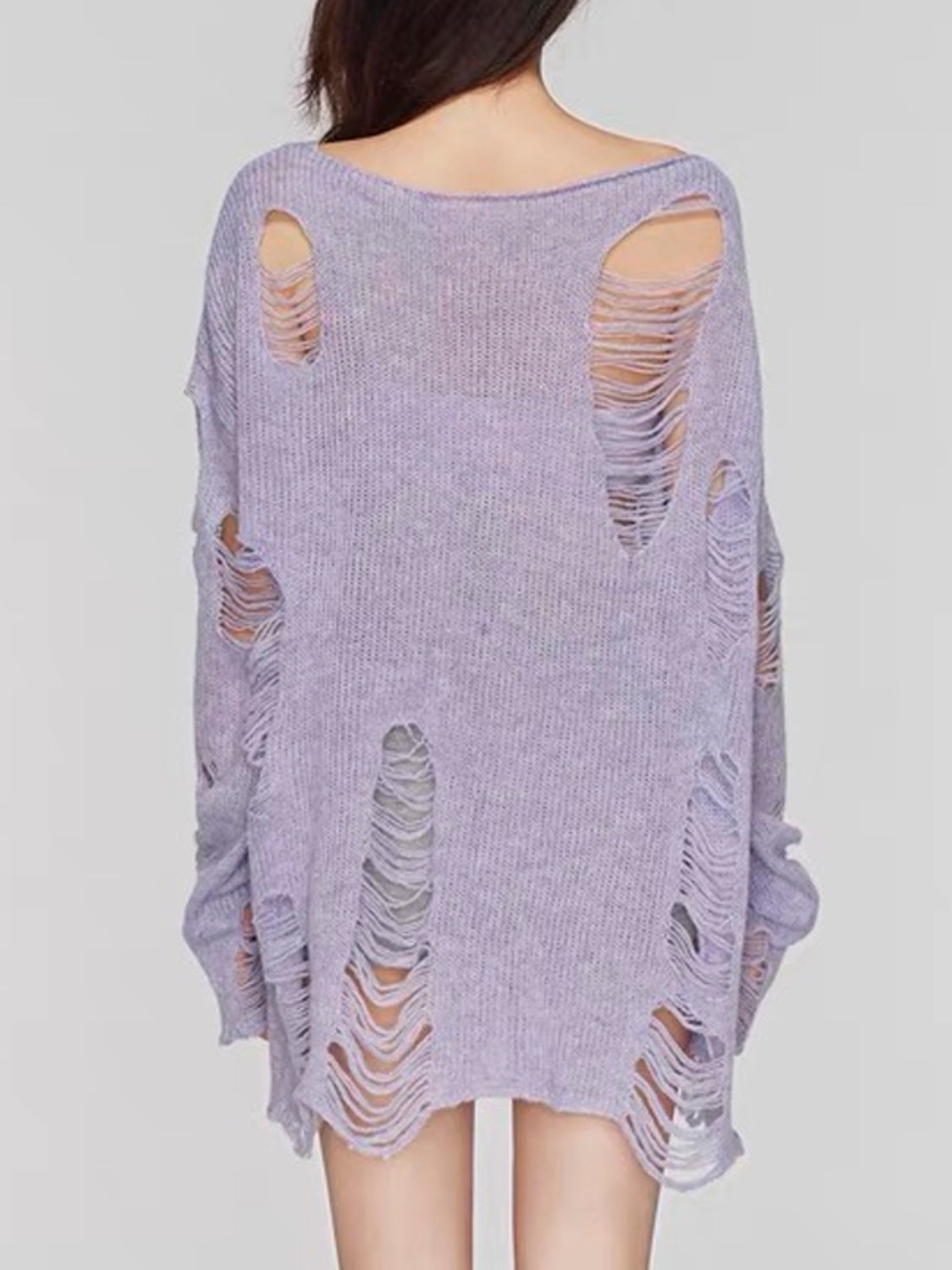 Distressed Boat Neck Knit Cover Up