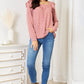 Double Take Square Neck Ruffle Shoulder Long Sleeve T-Shirt