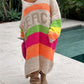 Color Block V-Neck Long Sleeve Sweater Dress