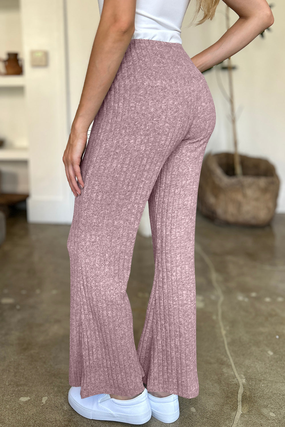 Ribbed High Waist Flare Pants