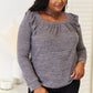 Double Take Square Neck Ruffle Shoulder Long Sleeve T-Shirt