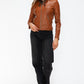 Snobbish Faux Leather Zip Up Drawstring Hooded Jacket