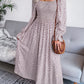 Smocked Square Neck Flounce Sleeve Dress