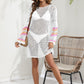 Openwork Contrast Long Sleeve Cover-Up