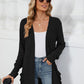 Pocketed Open Front Long Sleeve Cardigan