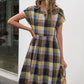 Plaid Round Neck Cap Sleeve Dress