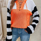 Color Block Tied Dropped Shoulder Sweater