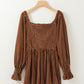 Smocked Ribbed Velvet Babydoll Top