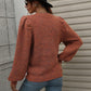 Woven Right Heathered Long Lantern Sleeve Rib-Knit Sweater