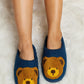 Melody Teddy Bear Print Plush Slide Slippers